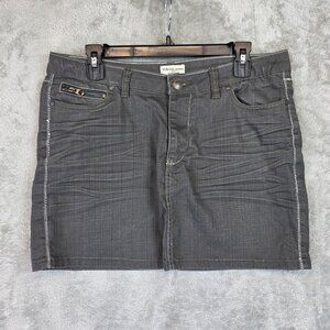 Honigman Skirt Womens 32 Gray Denim Mini Stretch Zip Pockets Contrast Stitch